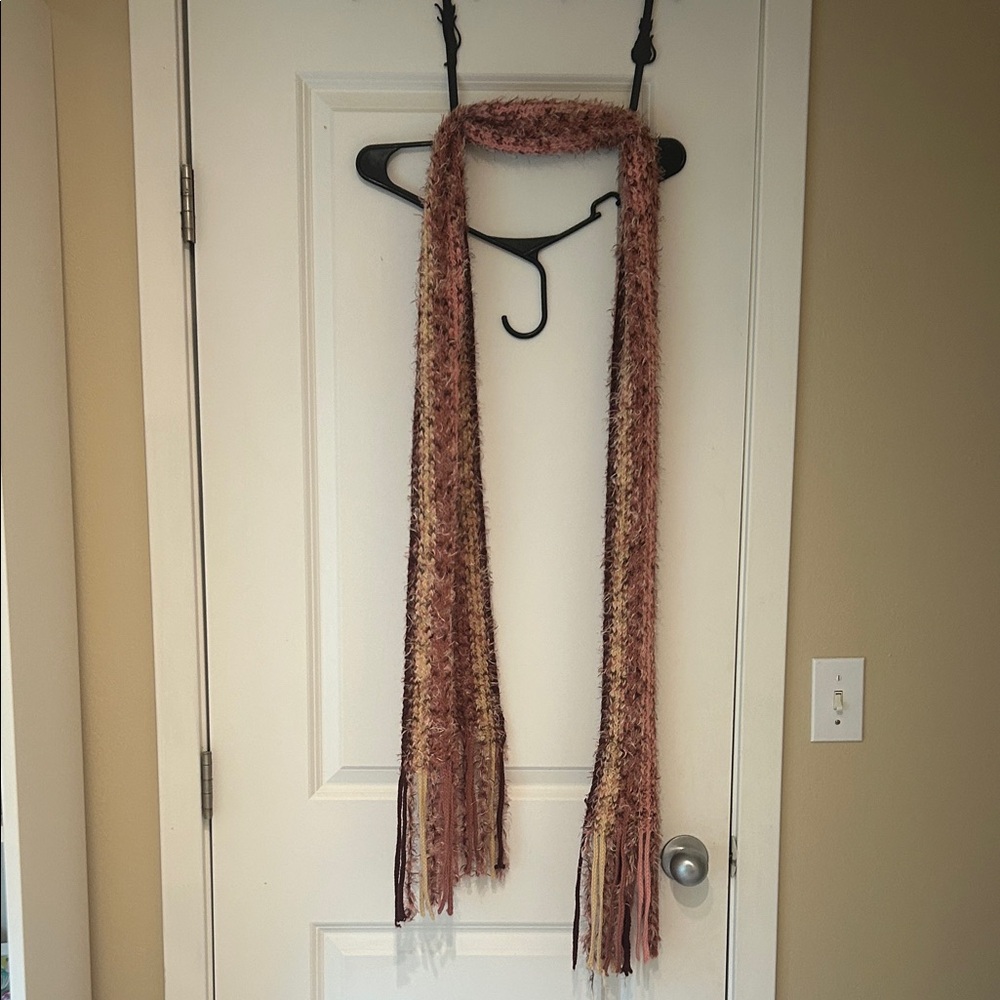 Textured Pink and Brown Scarf